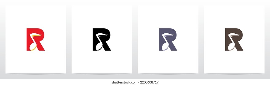Quaver Music Note On Letter Logo Design R