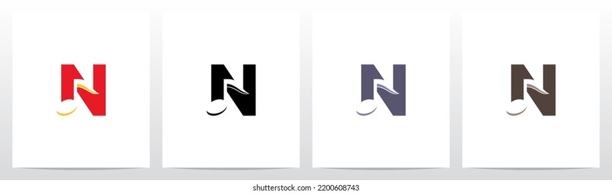 Nota De Música De Quaver Sobre El Diseño De Logotipo De Letra N