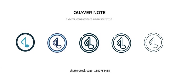 quaver note icon in different style vector illustration. two colored and black quaver note vector icons designed in filled, outline, line and stroke style can be used for web, mobile, ui