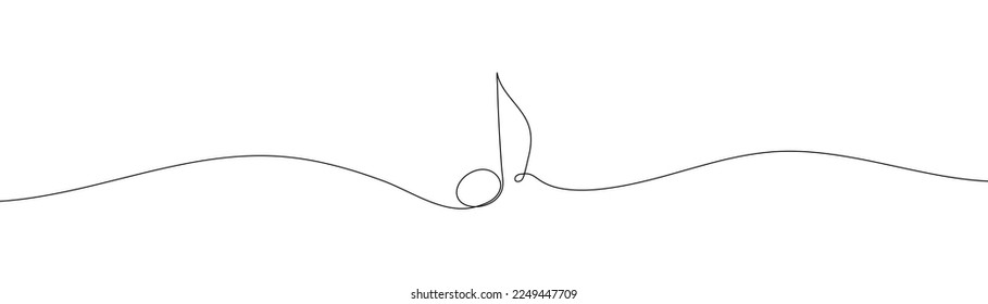 Quaver whole note vector illustration, continuous line art drawing style. Minimalism sign and symbol of music.