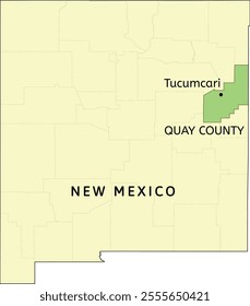 Quay County and city of Tucumcari location on New Mexico state map