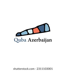 Quba Ciy Highlighted on Azerbaijan Map, Map of Azerbaijan Element Illustration Template Design.