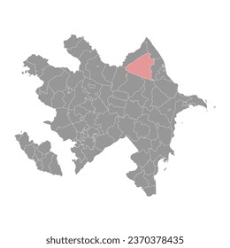 Quba district map, administrative division of Azerbaijan.