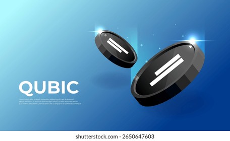 Banner da moeda QUBIC. QUBIC moeda criptomoeda conceito banner fundo.
