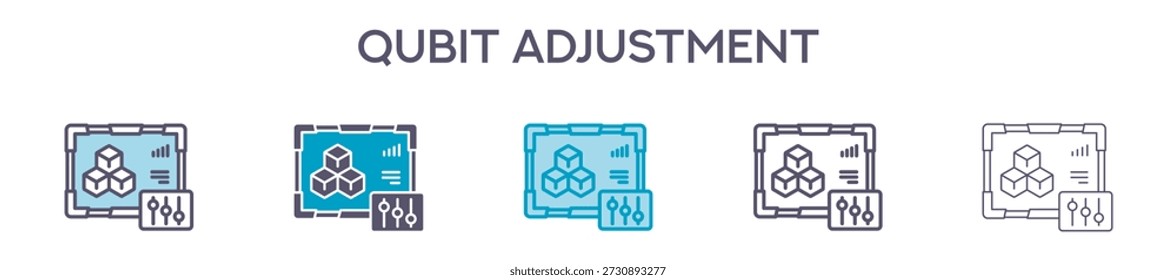 Elemento de Ajuste Qubit Para Design Gráfico - Multi Estilos. Ilustração vetorial de duas cores e preto. Vários Ícones de Design Podem Ser Usados Para Mobile, Ui, Web