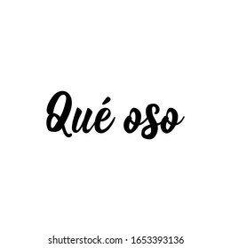 Qué oso. Letras. Traducción del español - Qué pena. Elemento para volantes, pancartas y carteles. Caligrafía moderna