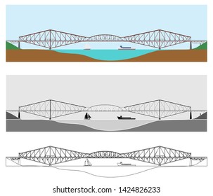 Quebec Bridge Colored And Outline Only