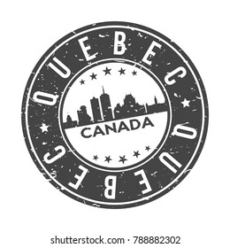 Quebec Canada America Stamp. Logo Icon Symbol Design Skyline City Vector.