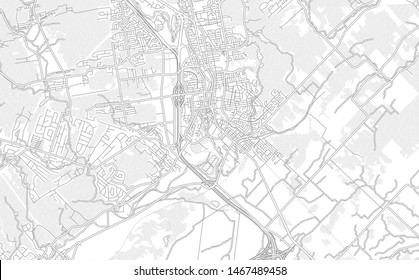 Saint-Jérôme, Quebec, Canada, bright outlined vector map with bigger and minor roads and steets created for infographic backgrounds.