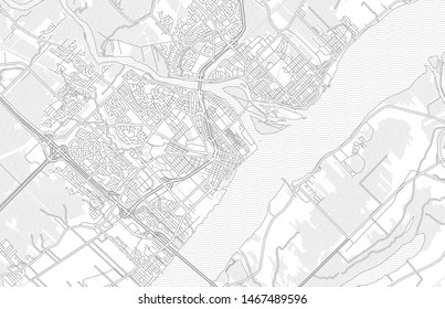 Trois-Rivières, Quebec, Canada, bright outlined vector map with bigger and minor roads and steets created for infographic backgrounds.