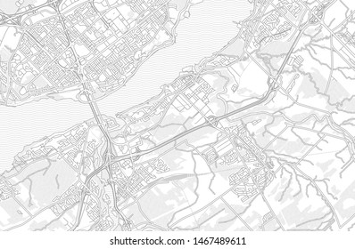 Lévis, Quebec, Canada, bright outlined vector map with bigger and minor roads and steets created for infographic backgrounds.