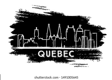 Quebec Canada City Skyline Silhouette. Hand Drawn Sketch. Vector Illustration. Business Travel and Tourism Concept with Modern Architecture. Quebec Cityscape with Landmarks. 