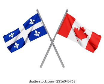 Quebec and Canada crossed flags. EPS10 vector