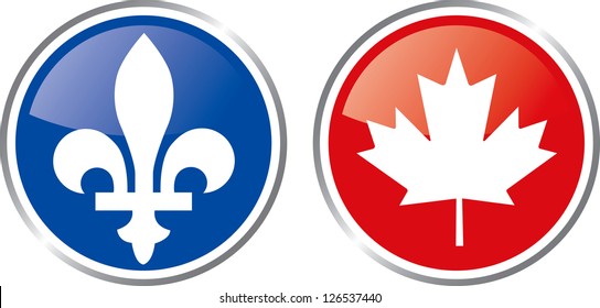 Quebec And Canada Emblem Button