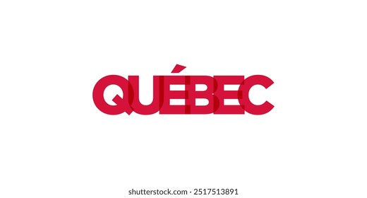 Quebec no emblema do Canadá. O design apresenta um estilo geométrico, ilustração vetorial com tipografia em negrito em uma fonte moderna. A letra do slogan gráfico.