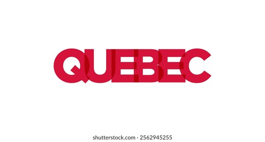 Quebec in the Canada emblem. The design features a geometric style, vector illustration with bold typography in a modern font. The graphic slogan lettering.