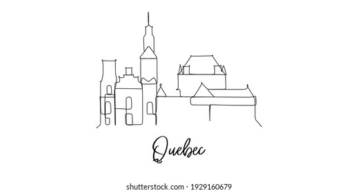 Esquina de referencia de Quebec (Canadá) - dibujo continuo de una línea