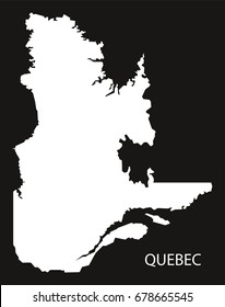 Quebec Canada map black inverted silhouette illustration shape