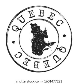 Quebec Canada Map Postmark. Silhouette Postal Passport. Stamp Round Vector Icon. Vintage Postage Design.