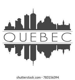 Quebec Canada Skyline Vector Art Mirror Silhouette Emblematic Buildings 