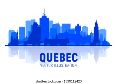 Quebec city (Canada) skyline silhouette with panorama in white background. Vector Illustration. Business travel and tourism concept with modern buildings. Image for presentation or web site.