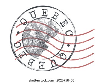 Quebec City, QC, Canada Stamp Map Postal. Silhouette Seal Roads and Streets. Passport Round Design. Vector Icon. Design Retro Travel National Symbol.