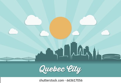 Quebec City Skyline - Canada - Vector Illustration