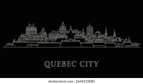 Quebec City skyline with silhouette, and Canada.