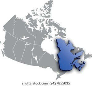 QUEBEC DEPARTMENT MAP STATE OF CANADA 3D ISOMETRIC MAP