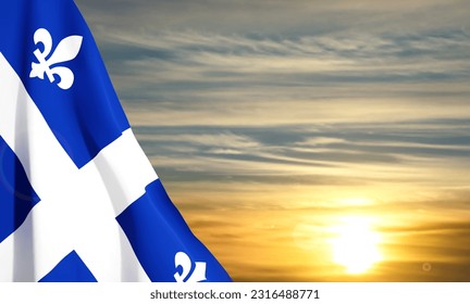 Quebec flag against the sunset. Background for Quebec day. EPS10 vector