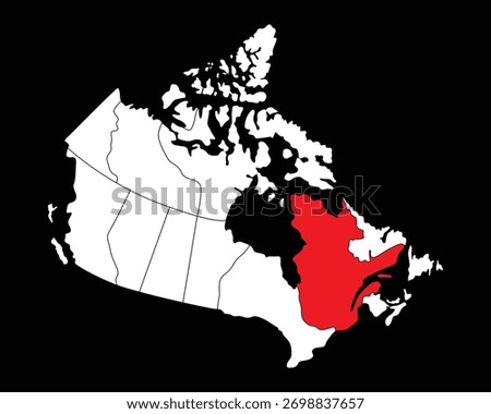 Quebec Highlighted on Canada Map for Geography Education