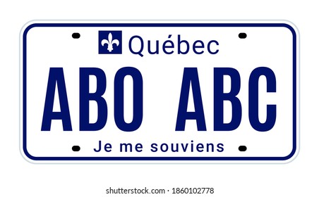 Registro de matrícula de matrícula de Quebec Canadá. Nuevo código de metal de licencia de Quebec