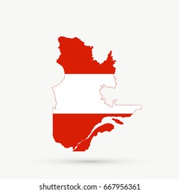 Quebec map in Austria flag colors, editable vector.