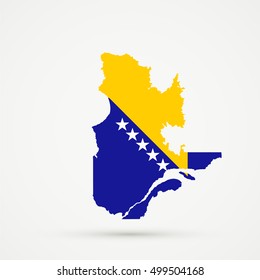 Quebec map in Bosnia and Herzegovina flag colors, editable vector.



