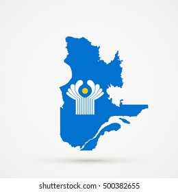 Quebec map in CIS flag colors, editable vector.