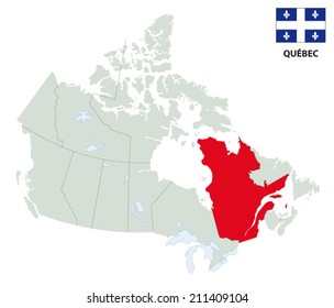 Quebec Map With Flag