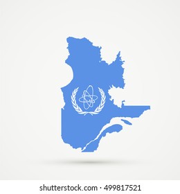 Quebec map in International Atomic Energy Agency (IAEA) flag colors, editable vector.