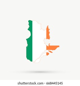 Quebec map in Ireland flag colors, editable vector.