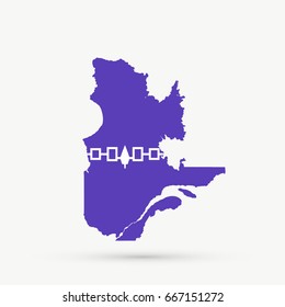 Quebec map in Iroquois Confederacy flag colors, editable vector.