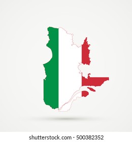 Quebec map in Italy flag colors, editable vector.