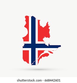 Quebec map in Norway flag colors, editable vector.