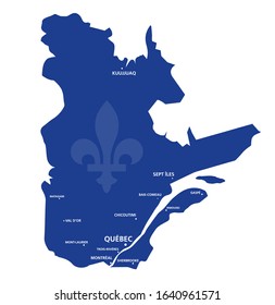 Quebec map province with cities location informative vector