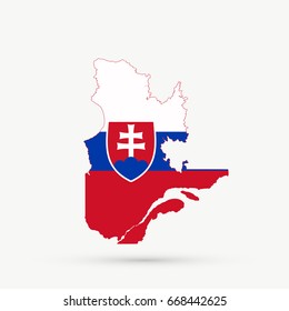 Quebec map in Slovakia flag colors, editable vector.