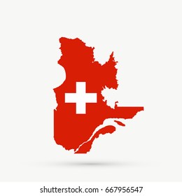 Quebec map in Switzerland flag colors, editable vector.