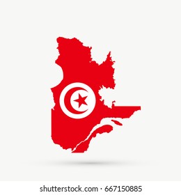 Quebec map in Tunisia flag colors, editable vector.