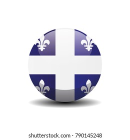 Quebec National Circle Button Flag Background Texture. Vector Illustration.