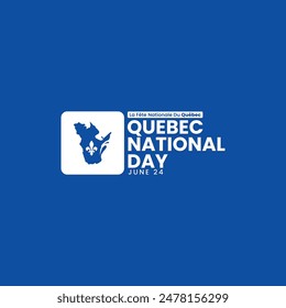 Quebec National Day, Bonne fete du Québec, June 24, suitable for social media post, card greeting, banner, template design, print, suitable for event, website, vector, with Quebec map illustration.