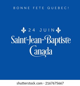 Quebec National Day (Saint-Jean-Baptiste Day), 24th June, vector banner design template with flag of Quebec province 