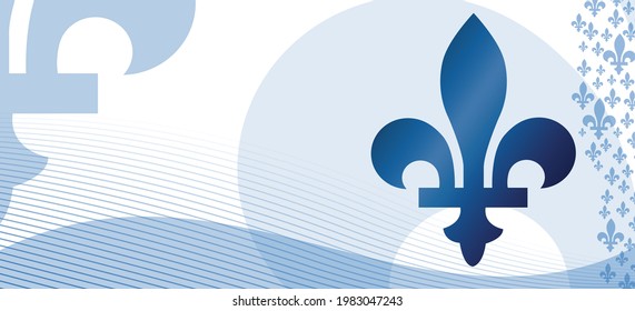 Quebec province of Canada emblem horizontal banner over abstract blue background
