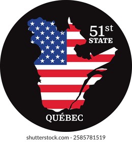 Quebec province of canada map as the 51st state of the USA concept vector illustration 